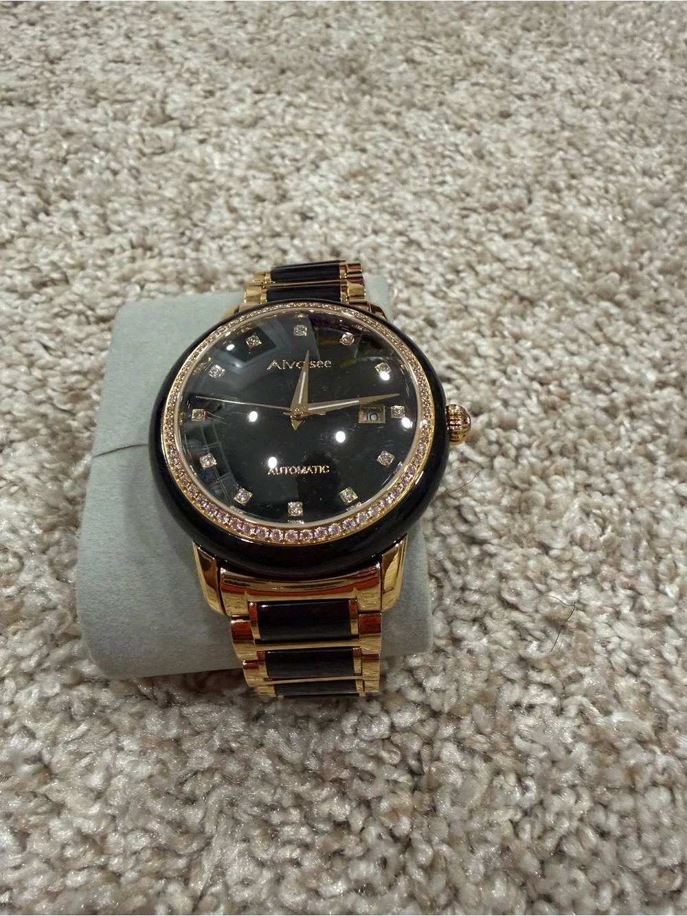 Men's Gold and Black Automatic Dress Watch